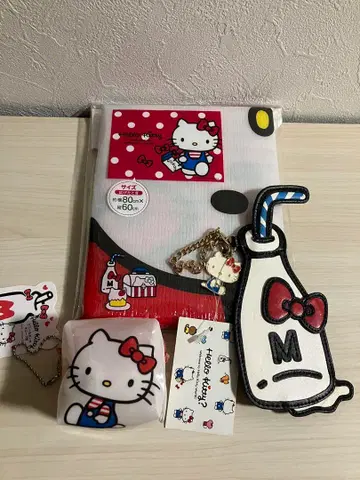 미사용 산리오 헬로키티 거울이 달린 키링, 미니 파우치, 돗자리