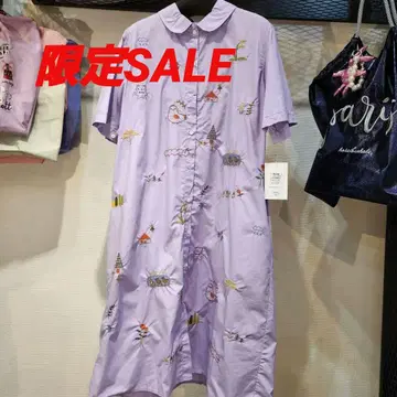 새상품 미사용 라벤더 자수 반팔 셔츠 원피스 AP-4582