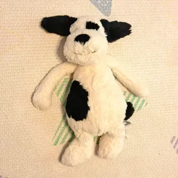 제리 캣 개 봉제 인형 화이트와 블랙 테두리 jellycat 강아지