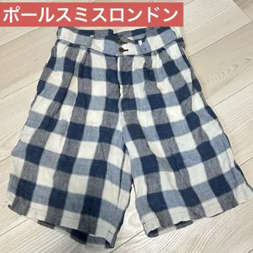미품 폴 스미스 런던 하프 팬츠 체크 무늬 블루 마