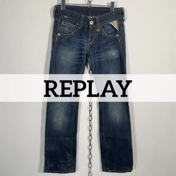 00s REPLAY 부츠 컷 플레어 로우라이즈 데님 팬츠 그런지 Y2K