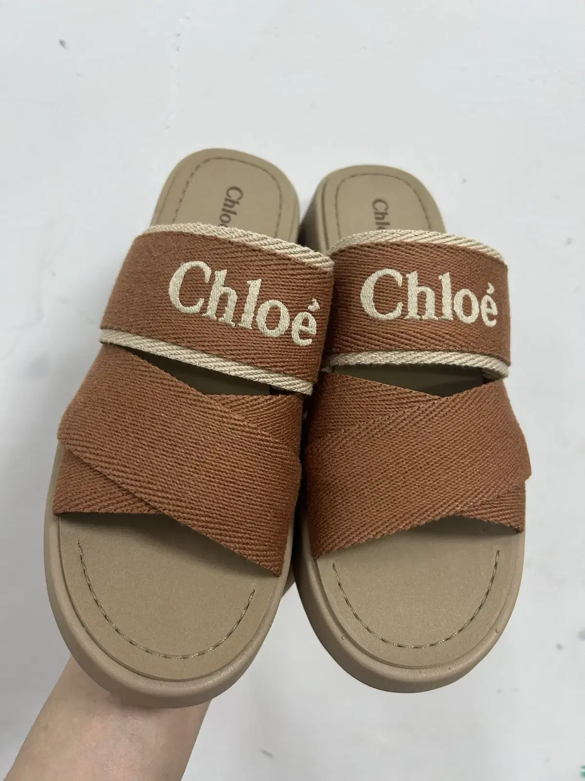 Chloe Logo Casual Sandals Slippers Beige