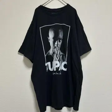 TUPAC 2PAC 프린트 티셔츠 랩 티셔츠 블랙 XL 투 팩