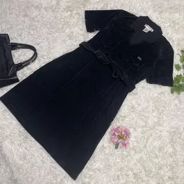 미사용 소니아 리키엘 무릎 기장 원피스 검정 요철 소재 검정 프랑스제 L