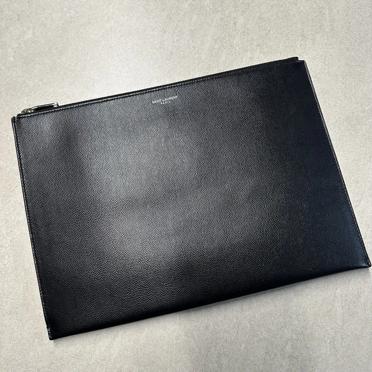 Saint Laurent Silver Logo Black Clutch Bag L