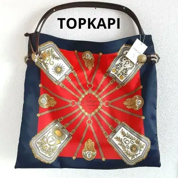 미사용 택 포함 TOPKAPI 탑카피 스카프 패턴 새틴 토트백