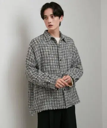 Lui's 트위드 컷오프 셔츠 루이스 오버 사이즈