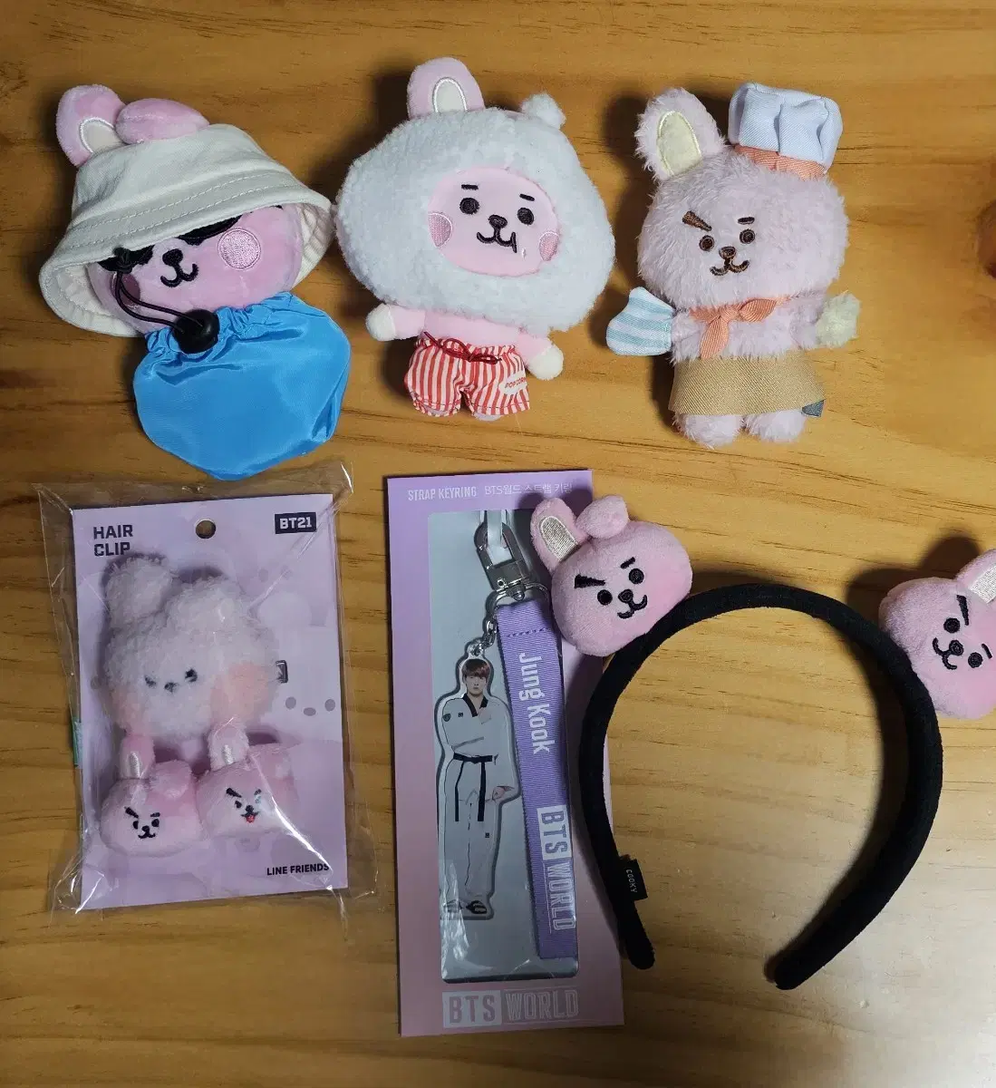 방탄 bt21 쿠키 럭키 키링 헤어밴드 정국 사진두장전체일괄
