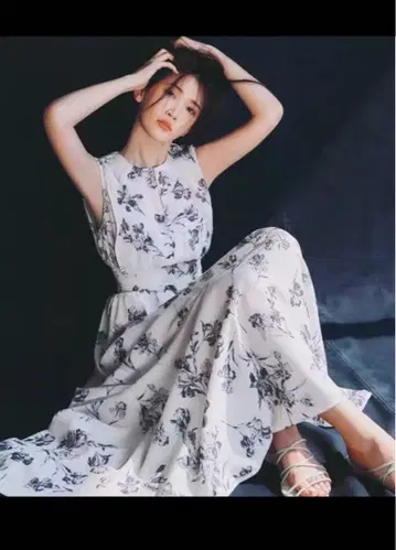 허리 셔링 플라워 프린트 원피스