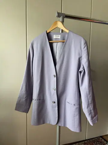 연보라 노카라 롱 자켓
