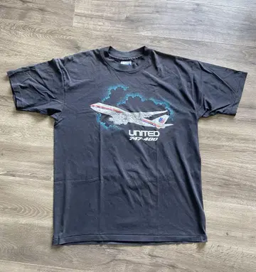 빈티지 티셔츠 UNITED747-400 유나이티드 항공 기업 NASA
