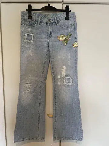 picasso jeans 플레어 데님 라이트 블루 자수
