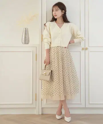 [원가 9790엔] 플로키 도트 튤 스커트