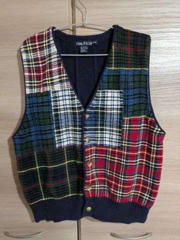 NAUTICA(노티카) 베스트 패치워크풍 타탄 체크