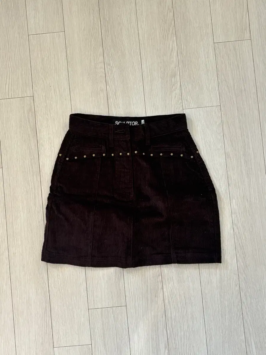 Sculptor Brown Corduroy Mini Skirt