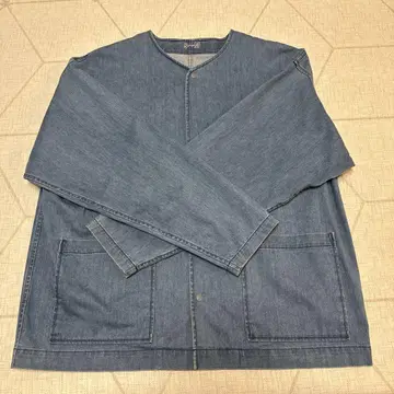 라이트 온스 데님 노카라 자켓