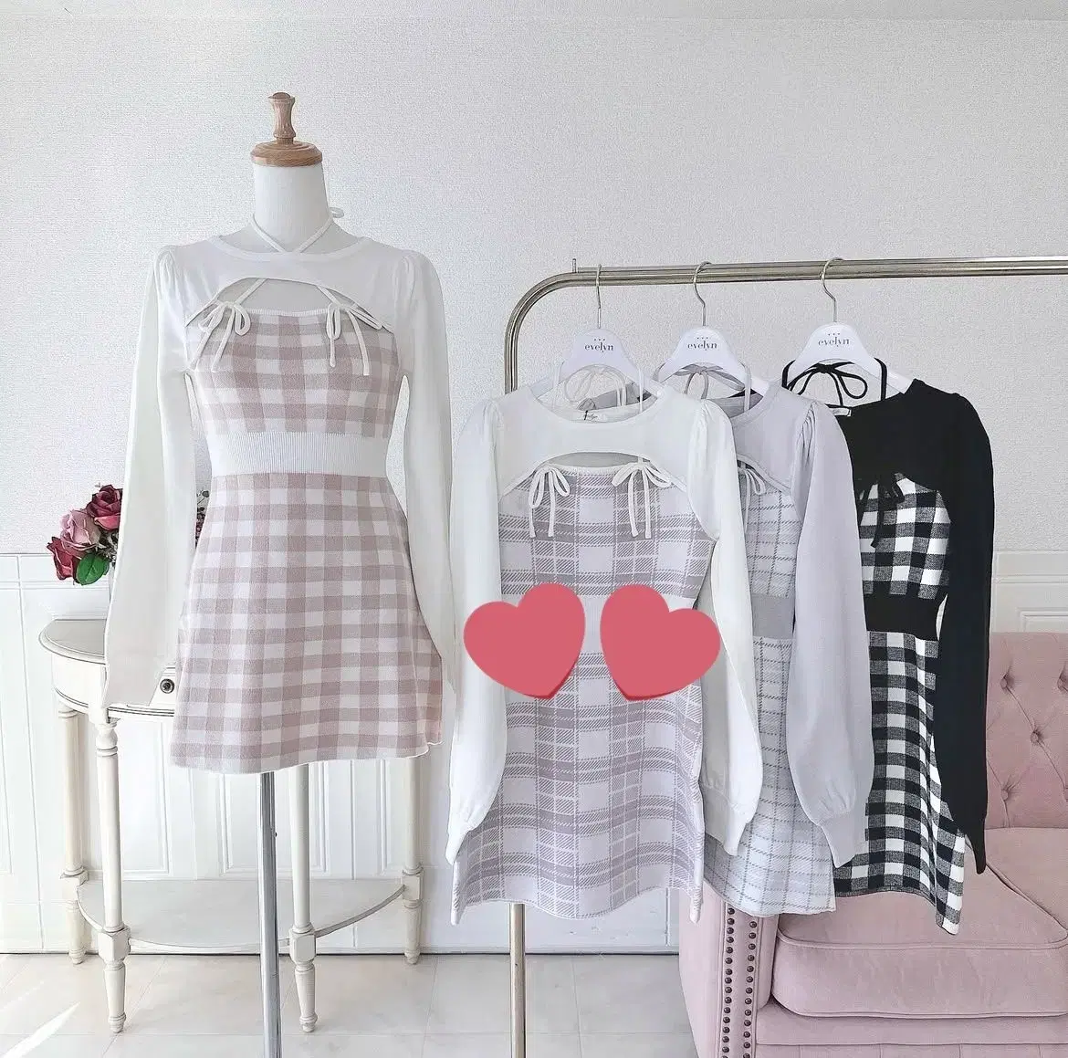 Suna-kei Eblin Slit Ribbon Check Mini Onepiece evelyn