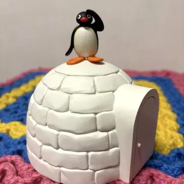 레어! 핑구 저금통 폴리 레진제 이글루 뱅크 피규어 약 13cm
