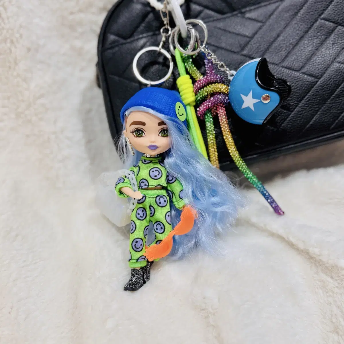 [정품] 엑스트라 미니 바비 인형 키링 블루 mattel 바비