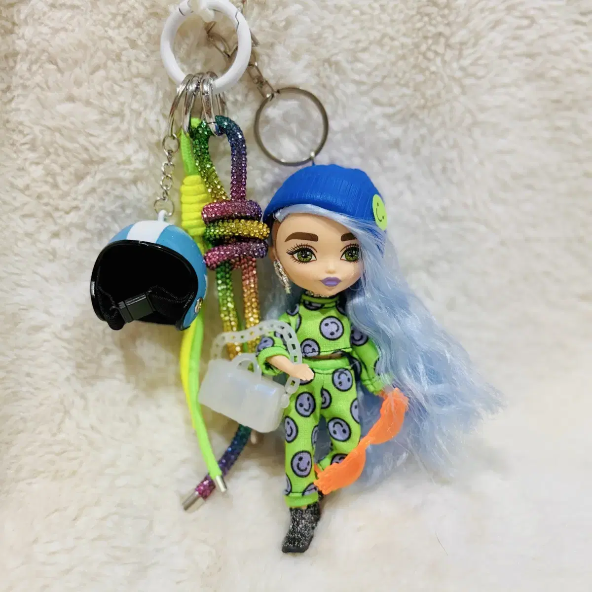 [정품] 엑스트라 미니 바비 인형 키링 블루 mattel 바비