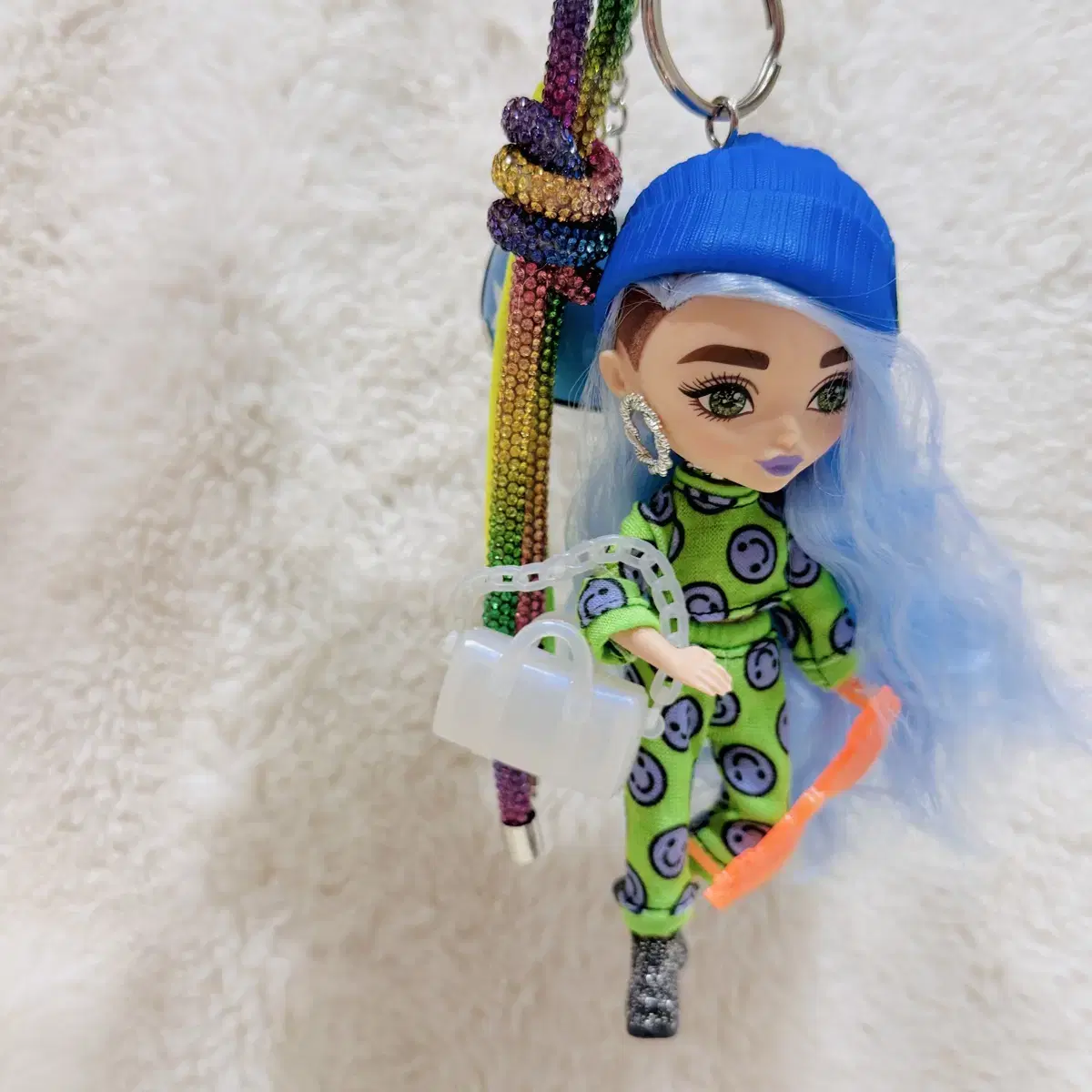 [정품] 엑스트라 미니 바비 인형 키링 블루 mattel 바비