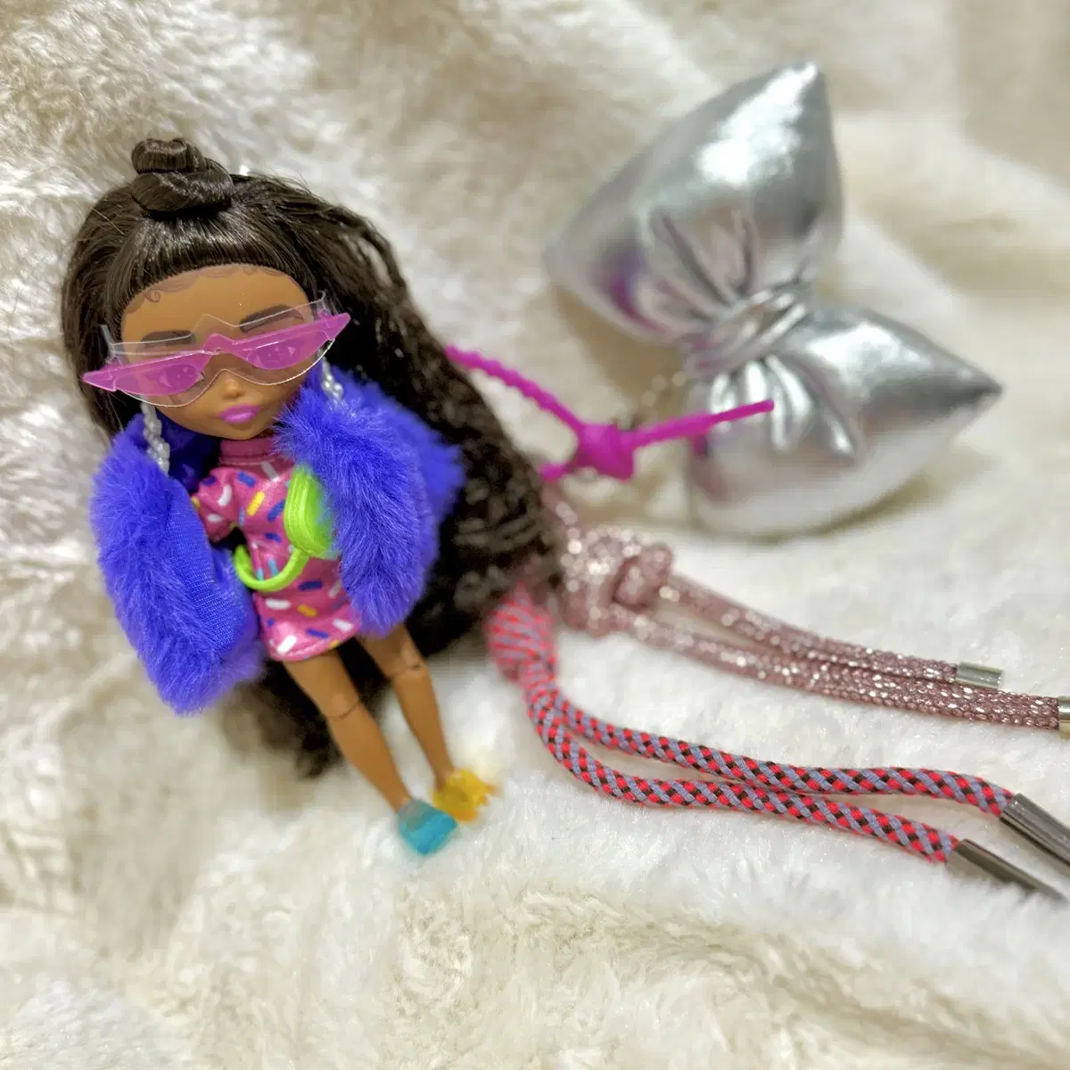[정품] 엑스트라 미니 바비 인형 키링 퍼플퍼 mattel 바비