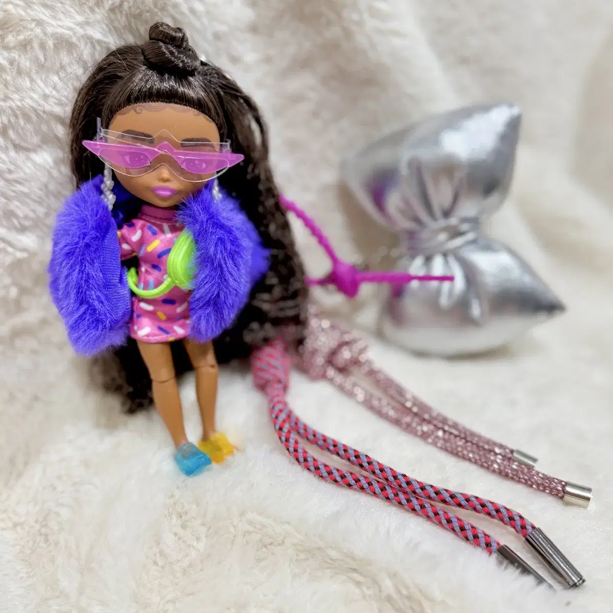 [정품] 엑스트라 미니 바비 인형 키링 퍼플퍼 mattel 바비