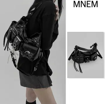 mnem 치첸 포켓 가죽 숄더 백