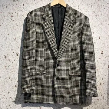 90s L'UOMO DI CLIO 알파카 체크 무늬 테일러드 자켓