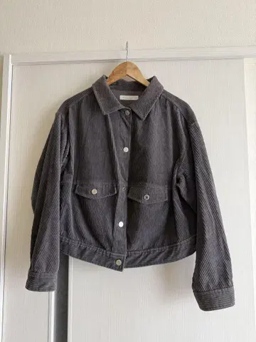 그레이 코듀로이 크롭 자켓 JEANSFACTORY