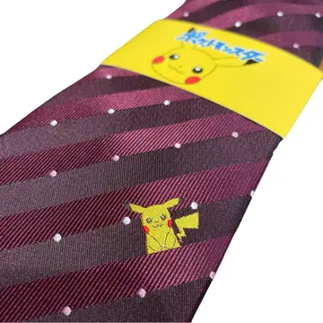 포켓몬 넥타이 피카츄 Pokemon 보라색 도트 무늬 미사용 새상품
