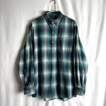 90s HOBBS CREEK 옴브레 체크 플란넬 셔츠 M-L