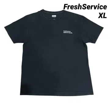 프레쉬 서비스 XL 일본제 백 프린트 자수 포켓 티셔츠 블랙