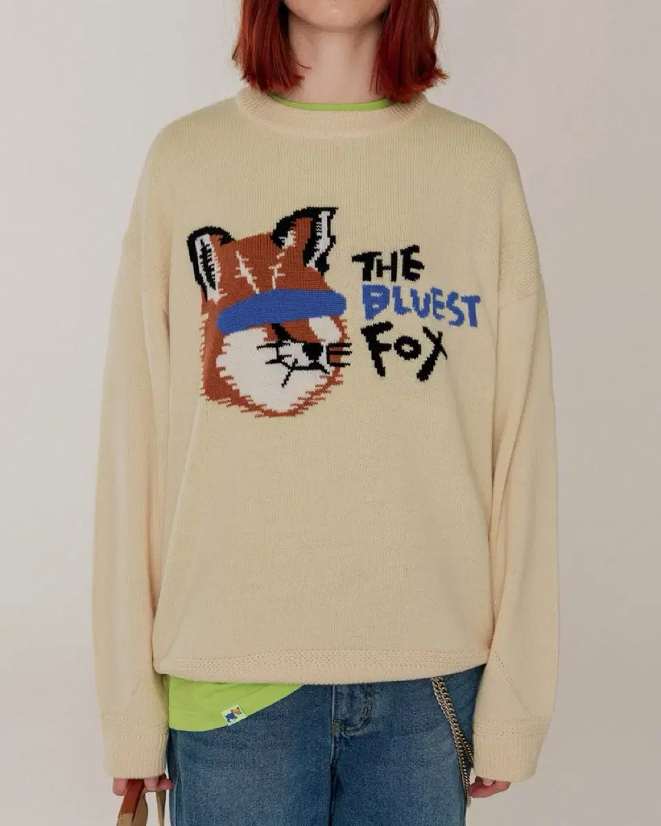 Item X Ader Error X Maison Kitsune Double Blue Fox Knit Ivory OG