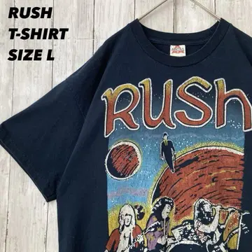 락밴드 티셔츠 중고 의류 RUSH 빅 프린트 티셔츠 사이즈 L 네이비