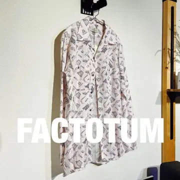 미사용 택 포함 FACTOTUM 올 패턴 오픈 카라 셔츠 리오셀