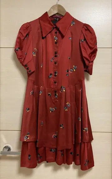 ANNA SUI 안나수이 퍼프 슬리브 원피스 빨간색