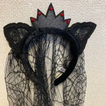 USJ 고양이 귀 베일 블랙 웨딩 할로윈 머리띠 유니버셜