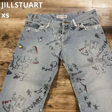 JILLSTUART 로고 스키니 데님 버튼 플라이 로우라이즈 Y2K