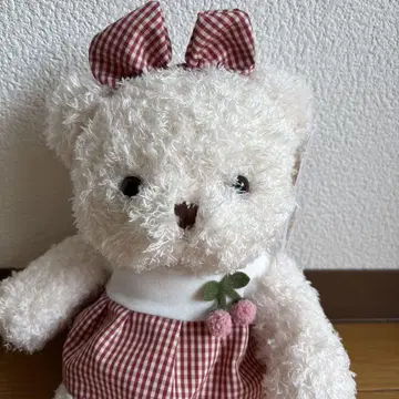 깅엄 체크의 귀여운 원피스를 입고 싶은 곰 봉제 인형 한국 다이소