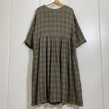 새상품급 prit 프릿 체크 린넨 레이온 턱 플레어 원피스