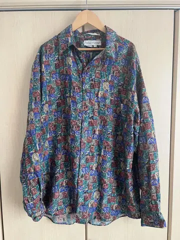 90s perry ellis 올 패턴 실크 셔츠 빈티지 페리 에리스