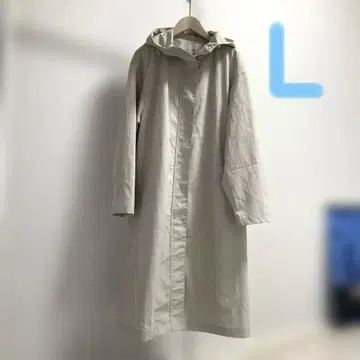 롱 코트 L 사이즈 무인양품 무인양품 발수 후드 부착 아이보리