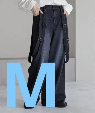 cussil 루즈 실루엣 더블 서스펜더 와이드 팬츠 다크 블루 M