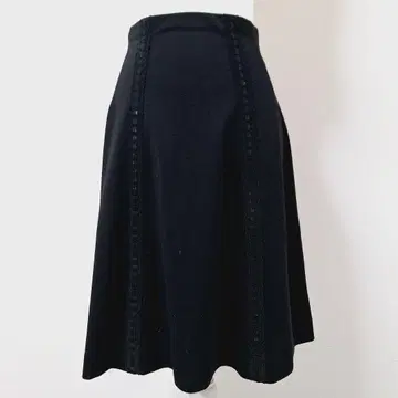 크리스셀린/CHRISCELIN 레이스 장식 플레어 스커트 [S] 블랙