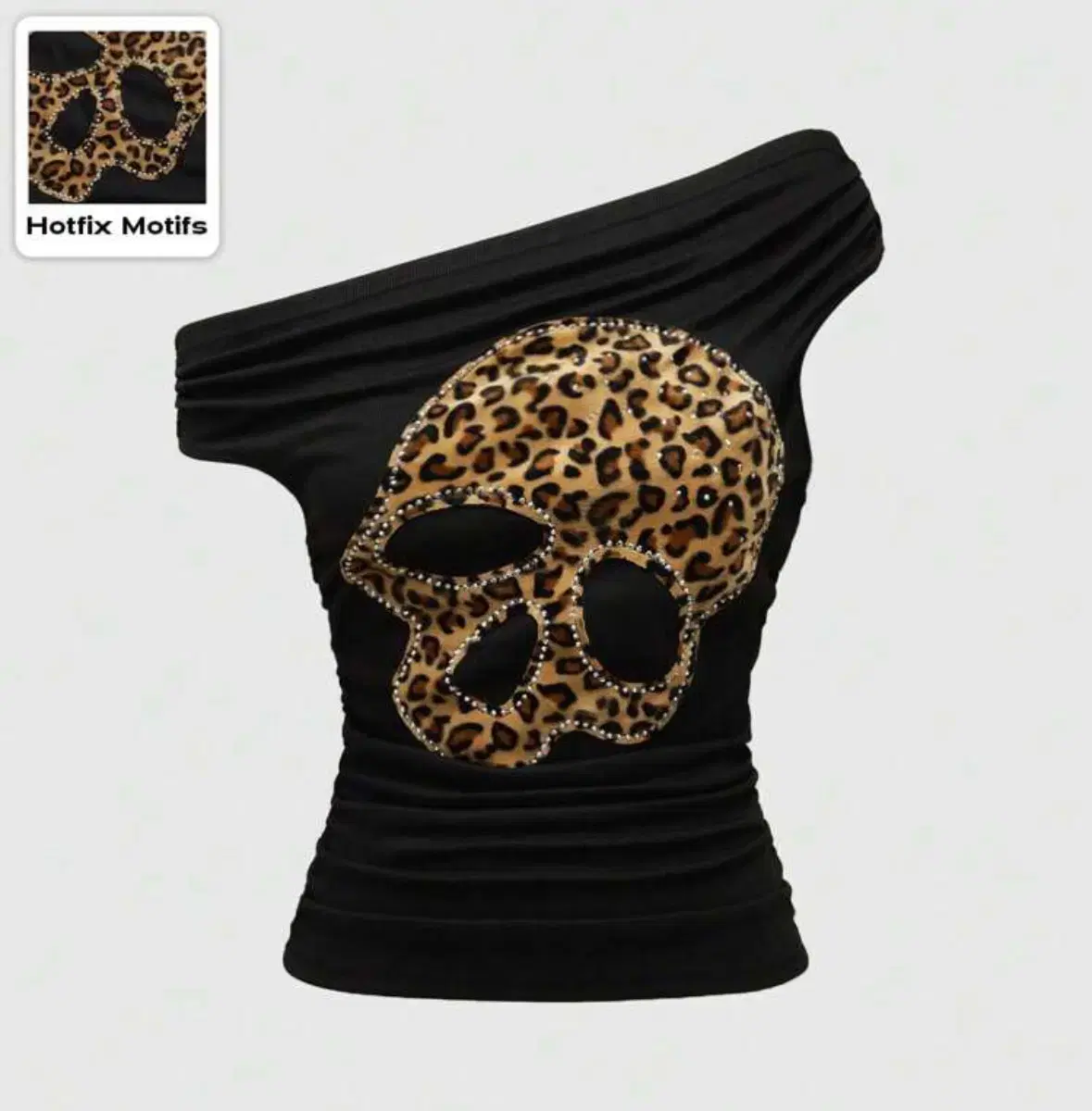 Gyaru Skull Off-Shoulder Slim T-Shirt
