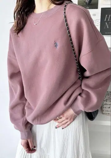 레어 US POLO ASSN 폴로 맨투맨 트레이닝복 자수 핑크 M
