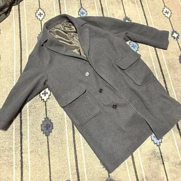 네이비 더블 브레스트 체스터 코트