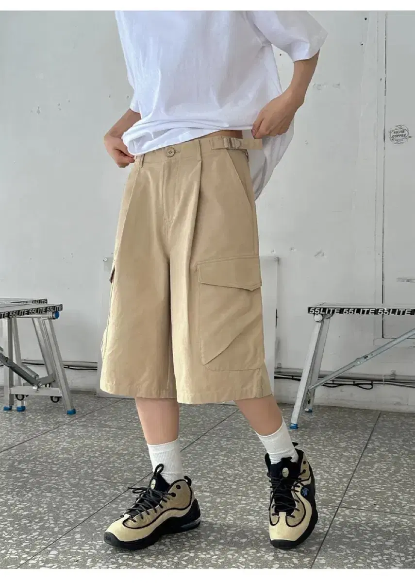 에이블리 카고 버뮤다 팬츠 베이지 M