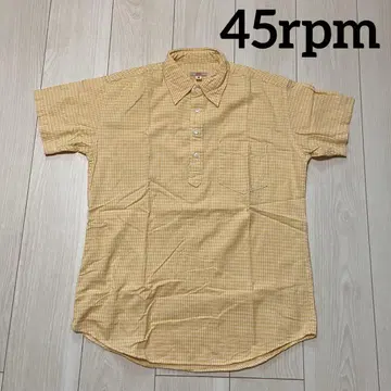45rpm 45 아르 피엠 하프 버튼 체크 반팔 셔츠